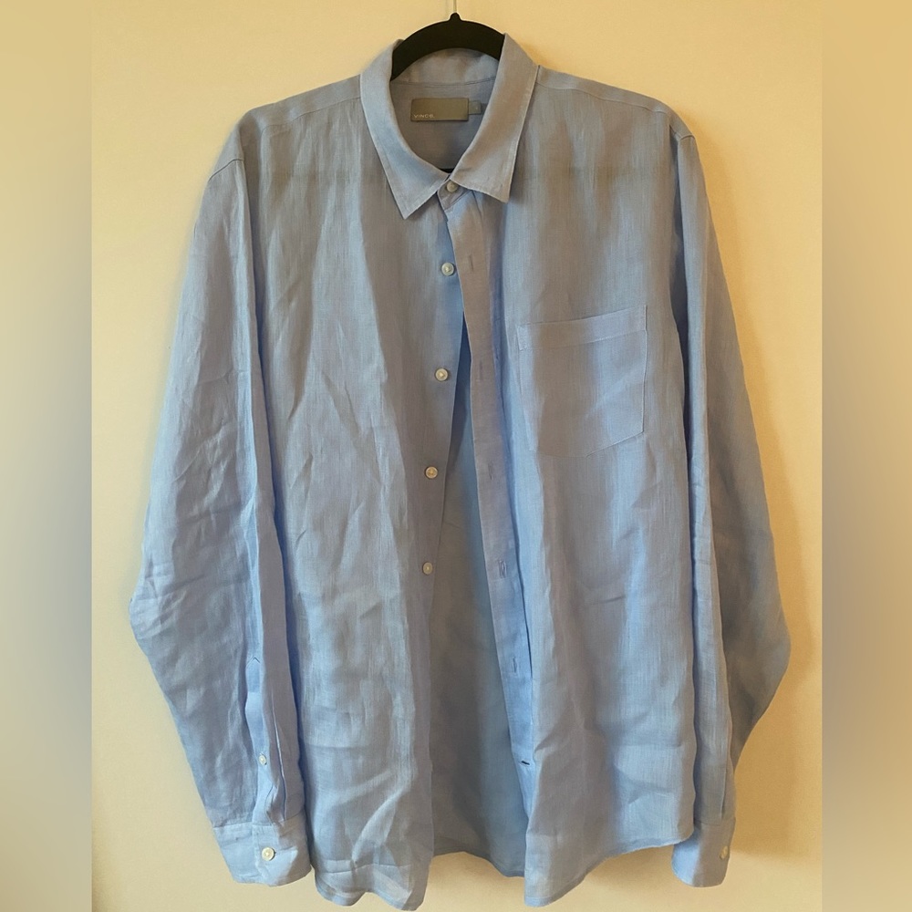 Vince Blue Linen Button Down